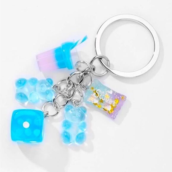 SALE (BLUE) Gummy Bear Boba Dice Keychain - Picture 1 of 4